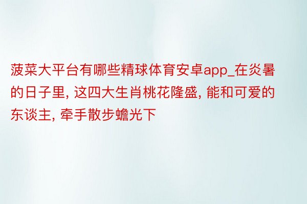 菠菜大平台有哪些精球体育安卓app_在炎暑的日子里, 这四大生肖桃花隆盛, 能和可爱的东谈主, 牵手散步蟾光下
