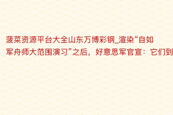 菠菜资源平台大全山东万博彩钢_渲染“自如军舟师大范围演习”之后,好意思军官宣:它们到了