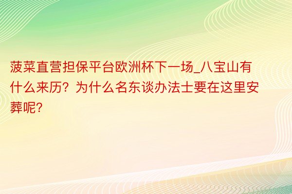 菠菜直营担保平台欧洲杯下一场_八宝山有什么来历？为什么名东谈办法士要在这里安葬呢？