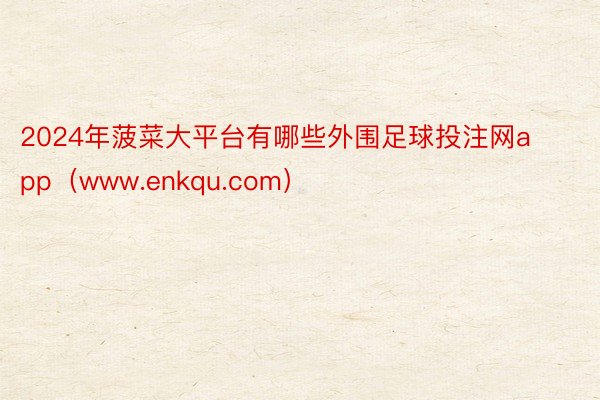 2024年菠菜大平台有哪些外围足球投注网app(www.enkqu.com)